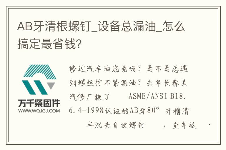 AB牙清根螺釘_設(shè)備總漏油_怎么搞定最省錢(qián)？