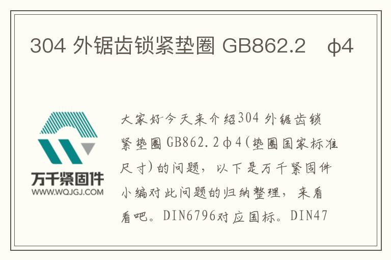 304 外鋸齒鎖緊墊圈 GB862.2 φ4