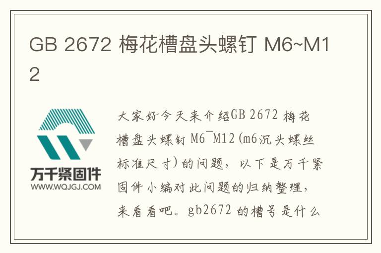 GB 2672 梅花槽盤(pán)頭螺釘 M6~M12