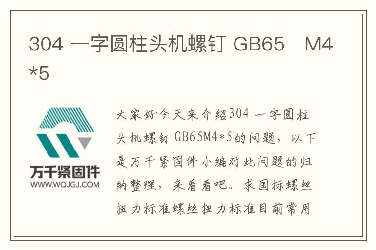 304 一字圓柱頭機螺釘 GB65	M4*5