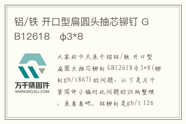鋁/鐵 開(kāi)口型扁圓頭抽芯鉚釘 GB12618	φ3*8