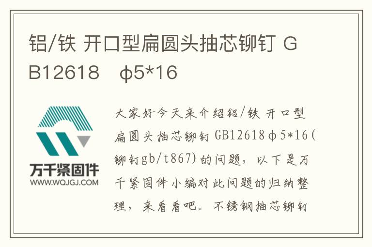鋁/鐵 開(kāi)口型扁圓頭抽芯鉚釘 GB12618	φ5*16