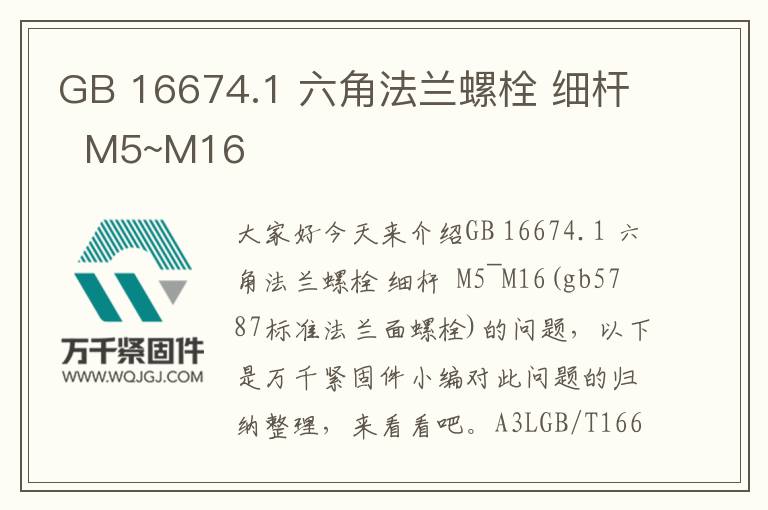 GB 16674.1 六角法蘭螺栓 細桿  M5~M16