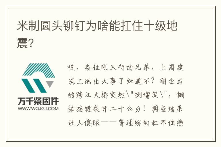 米制圓頭鉚釘為啥能扛住十級(jí)地震？