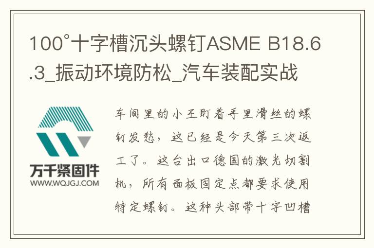 100°十字槽沉頭螺釘ASME B18.6.3_振動(dòng)環(huán)境防松_汽車裝配實(shí)戰(zhàn)方案